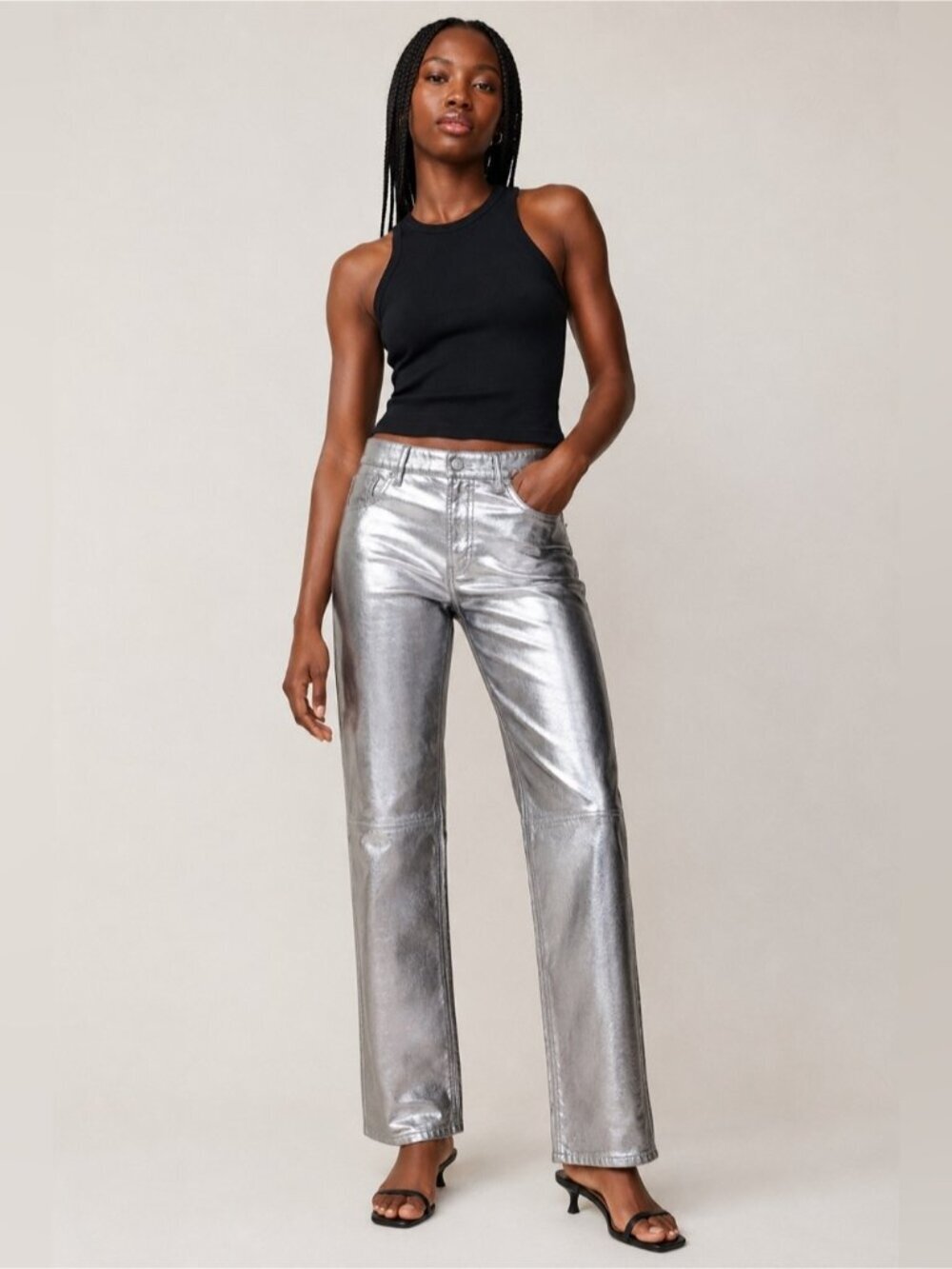 GAP Metallic Silver Cheeky Straight High Rise Jeans – Size 28